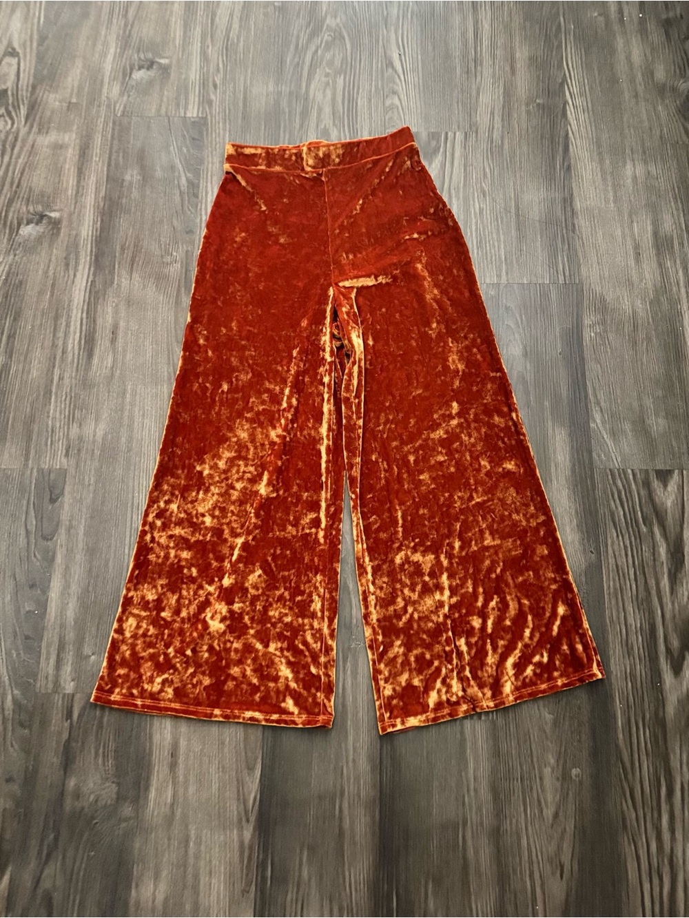 Urban Outfitters Retro Burnt Orange Crushed Velvet High Waist Wide Leg Culottes